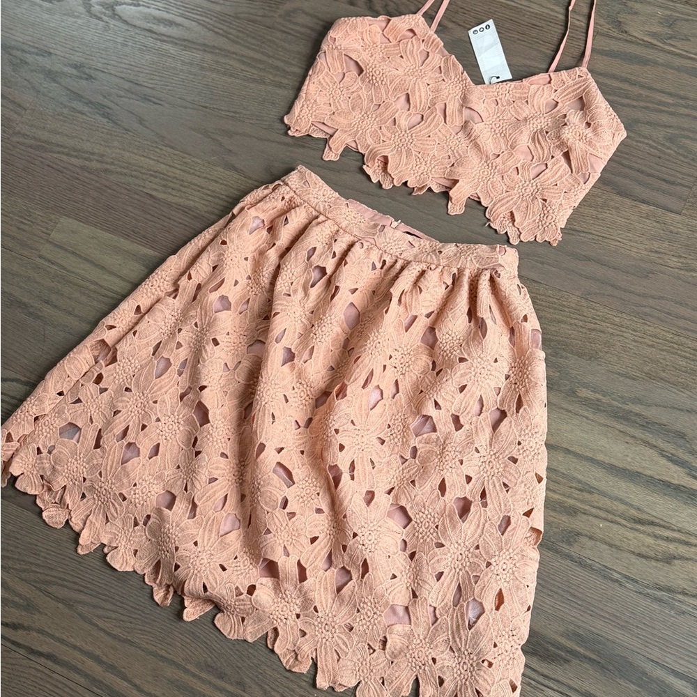 Peach Lace Two-Piece Set